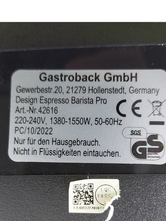 Ekspres Gastroback Design Espesso Barista Pro 42616