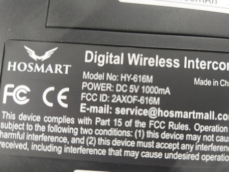 Bezprzewodowy interkom do domu HOSMART HY616M