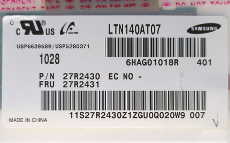 Matryca LCD Samsung LTN140AT07 14" 1366x768 40pin LED