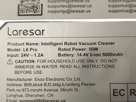 Robot sprzątający Laresar L6 Pro ze stacją czyszczącą Czarny