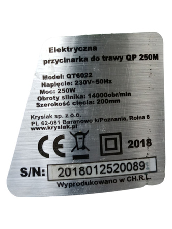 Elektryczna przycinarka do trawy Lider QP 250 M