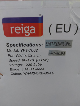 Wentylator sufitowy REIGA YFT-7062 z oświetleniem LED, 132cm