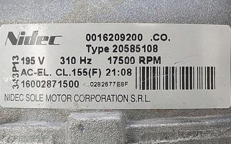 SILNIK NIDEC TYPE 20585108 0016209200 C00290840 482000088790 PRALKI ARISTON