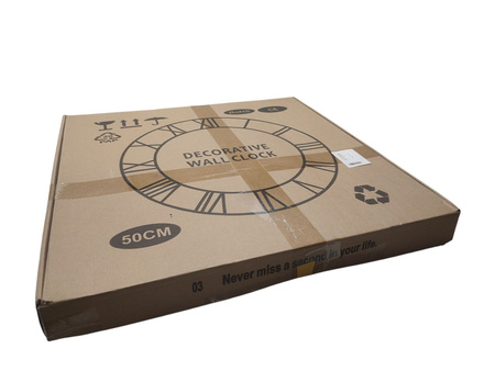 Duży Zegar Ścienny 50 cm Cichy Nie Tykający Vintage Czarny