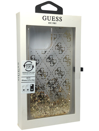 Plecki Case Guess 4G Liquid Glitter - Etui iPhone 12 Pro Max (złoty)