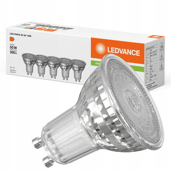 5x Żarówka LED GU10 PAR16 4.5W=50W 350lm 4000K Neutralna 36° CRI90 Ledvance