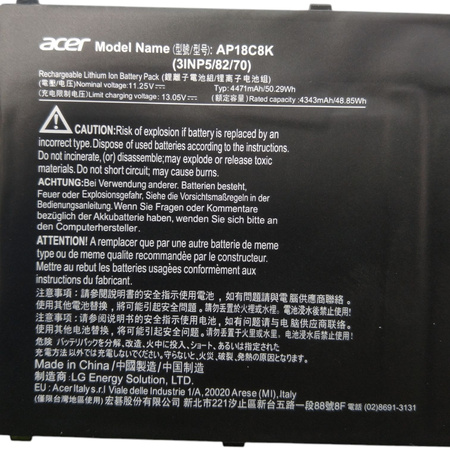 Bateria AP18C8K do laptopa Acer