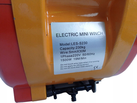 Wciągarka elektryczna VEVOR LES-S230 230KG 30M
