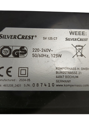 Zgrzewarka Próżniowa do żywności SILVERCREST SV 125 C7 CZARNA 125W