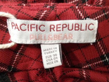 SPODNIE DAMSKIE PULL&BEAR ROZMIAR 36 CZERWONE W KRATKE