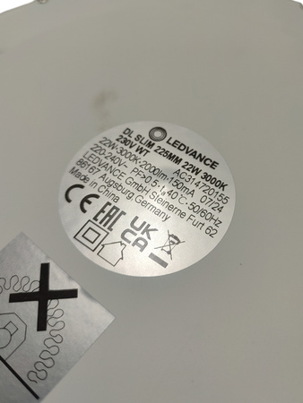 Panel LED Podtynkowy Okrągły Biały Lampa Sufitowa 22W 3000K 22,5cm LEDVANCE