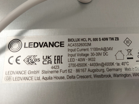 Plafon Lampa BIOLUX HCL PL 600 S 40W 4400lm TW ZB Ledvance