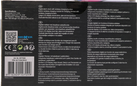 ZEGAREK Z BUDZIKIEM CYFROWY + ŁADOWARKA INDUKCYJNA MAXTER