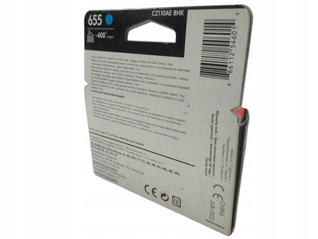 Tusz HP 655 CZ110AE BHK niebieski oryginalny do drukarek HP