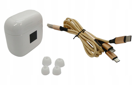 SŁUCHAWKI BEZPRZEWODOWE NELLIS + KABEL 3IN1 BIAŁE