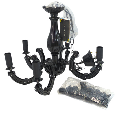 Lampa wisząca MAGNOLIA świecznikowa glamour 4-płomienna czarna Zuma Line