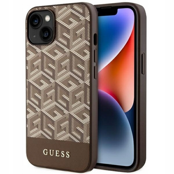 Plecki Etui Guess GCube Stripes MagSafe - do iPhone 14 (Brązowy)