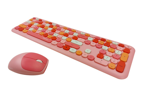 Bezprzewodowa Klawiatura i mysz MOFI QWERTY RÓŻOWA