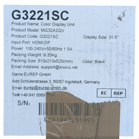 Monitor Koorui MG32A2QV 31,5" QHD 2560x1440 170Hz 1ms VA HDR FreeSync