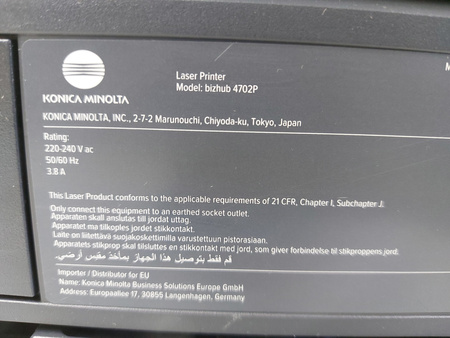 Drukarka laserowa Konica Minolta Bizhub 4702P Przebieg 26530 stron