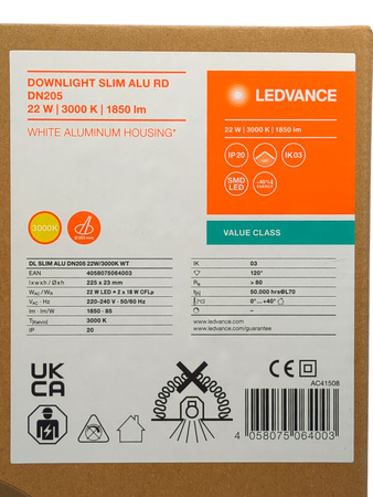 Oprawa downlight Ledvance DL Slim Value DN205 22W 3000K IP20
