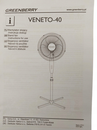 Wentylator stojący VENETO 40cm biały