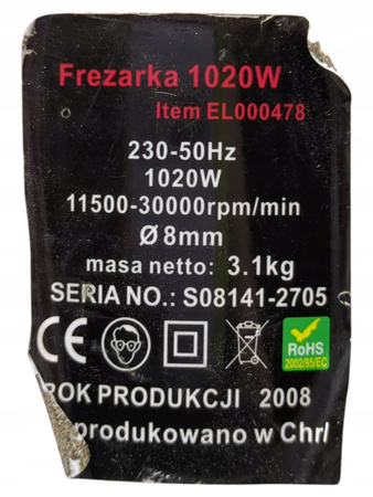 Frezarka Magnum EL000478 1020W ręczna 43mm 11500-30000 obr/min