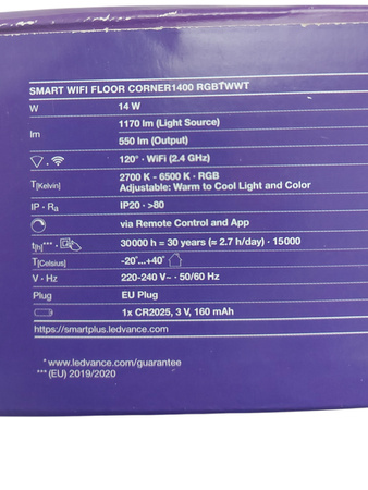 Inteligentna Lampa Stojąca LED 14W SMART+ WiFi RGB 140cm CORNER LEDVANCE