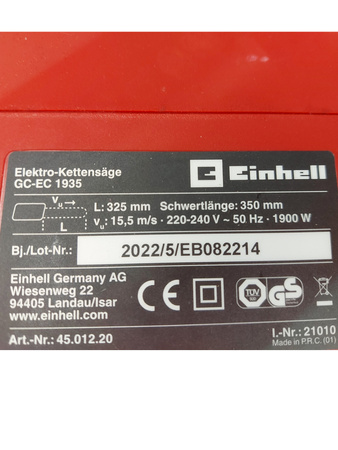 Piła elektryczna sieciowa Einhell GC-EC 1935 piła łańcuchowa 1900W Oregon