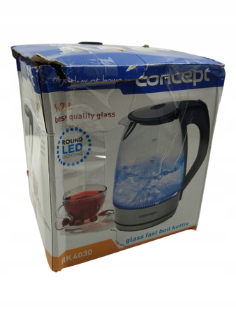 CZAJNIK ELEKTRYCZNY CONCEPT SZKLANY 1,7L RK 4030 LED