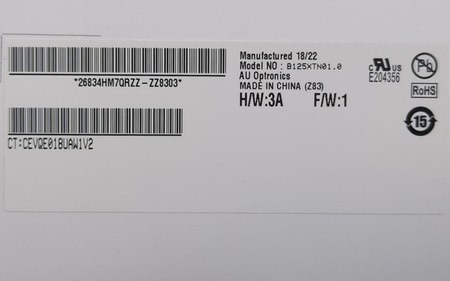 Matryca AU Optronics B125XTN01.0 12,5" 1366x768p 30pin Matowa