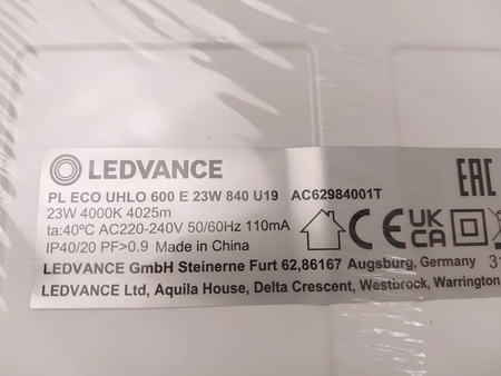 Lampa LED Plafon PL ECO UHLO 600E 23W 840 4025lm U19 Ledvance