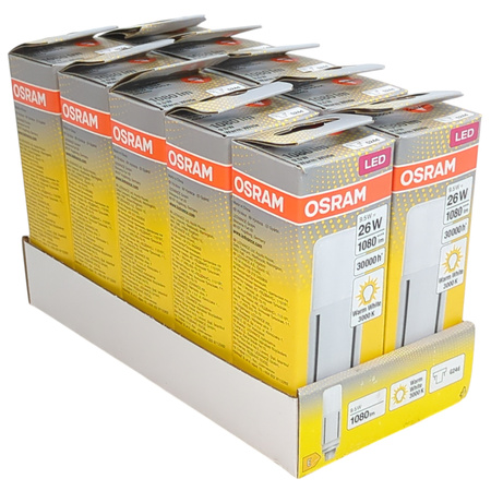 Zestaw 10 żarówek LED OSRAM DULUX D26 VT EM G24D 9,5W=26W 1080lm ciepła