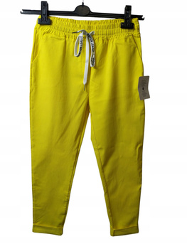 SPODNIE DRESOWE DAMSKIE BEI BEI & FASHION ROZMIAR S ŻÓŁTE