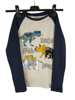 BLUZKA DZIECIĘCA C&A KIDS ROZMIAR 134 BEŻOWA Z NADRUKIEM