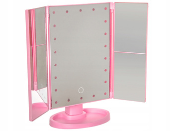PODŚWIETLANE LUSTERKO KOSMETYCZNE LED DO MAKIJAŻU SUPERSTAR AR-042 RÓŻOWE
