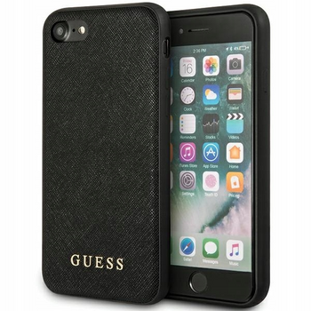 Etui Guess Apple iPhone SE 2022/SE 2020/8/7 czarny/black Saffiano Strap