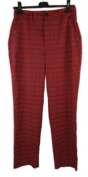 SPODNIE DAMSKIE PULL&BEAR ROZMIAR 36 CZERWONE W KRATKE