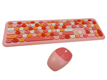 Bezprzewodowa Klawiatura i mysz MOFI QWERTY RÓŻOWA