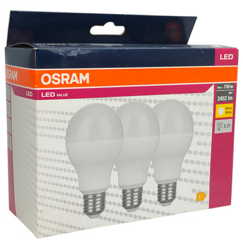 Żarówka LED Ledvance E27 A60 19W 2452lm 3000K 200° 3 sztuki