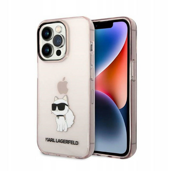 Etui plecki Karl Lagerfeld Ikonik Choupette na iPhone 14 Pro - różowe