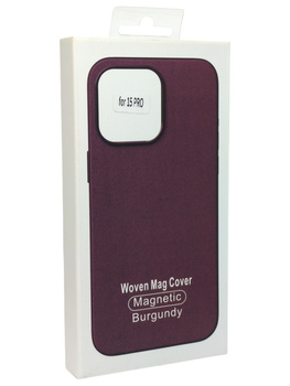 Etui Plecki do Iphone 15 Pro Woven Mag Cover bordowy