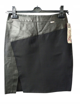 SPÓDNICA MINI SPÓDNICZKA DANA ROZMIAR 40 CZARNO-SREBRNA