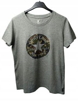 T-SHIRT DAMSKI CONVERSE ROZMIAR M SZARY Z NADRUKIEM
