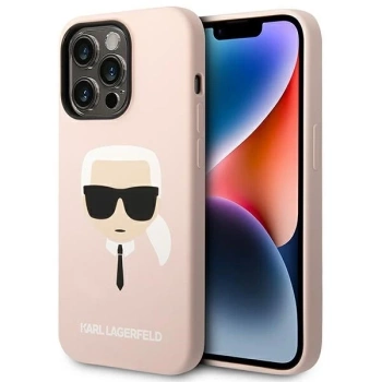 Etui Karl Lagerfeld Silicone Karl's Head różowe do iPhone 14 Pro Max