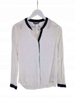 Tommy Hilfiger Damska Bluzka Biała z Granatowym Wykończeniem