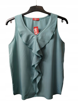 BLUZKA DAMSKA Z ŻABOTEM TXM FASHION ROZMIAR M SELEDYNOWA