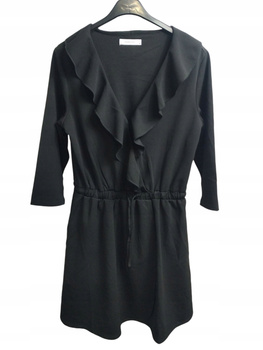 SUKIENKA Z FALBANAMI Z DŁUGIM RĘKAWEM RESERVED ROZMIAR M CZARNA