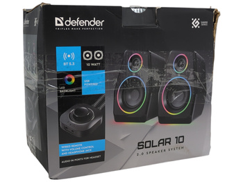 Głośniki Defender SOLAR 10 2.0 10W Bluetooth USB podświetlenie RGB