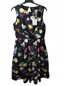 Sukienka damska LITTLE MISTRESS Rozmiar 44 Czarna w kwiaty
